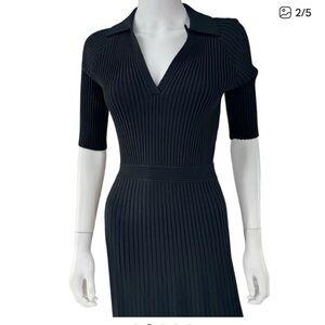 Tuckernuck NEW Black Ribbed Knit Stretch Bodycon Preppy Janie Midi Dress Sz XXL
